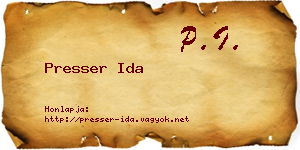 Presser Ida névjegykártya